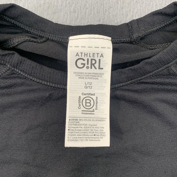 Athleta Girl Shirt Girls Large 12 Black Long Sleeve Thumbhole Athletic Top - Picture 2 of 11